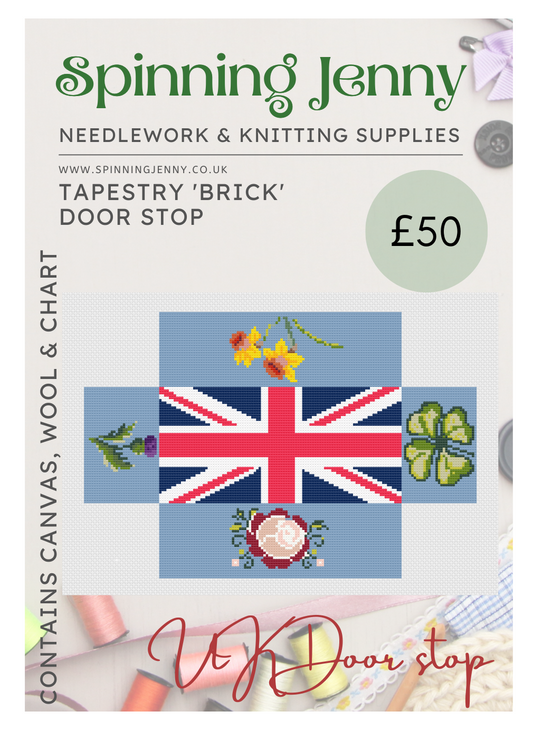 UK Tapestry Brick Door Stop - Spinning Jenny Tapestry Design
