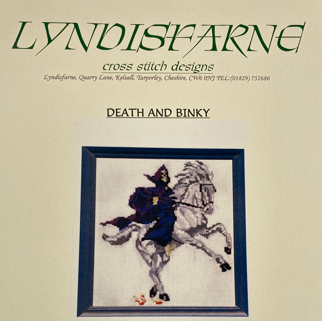 Discworld Cross Stitch Designs by Lyndisfarne - Death riding Binky