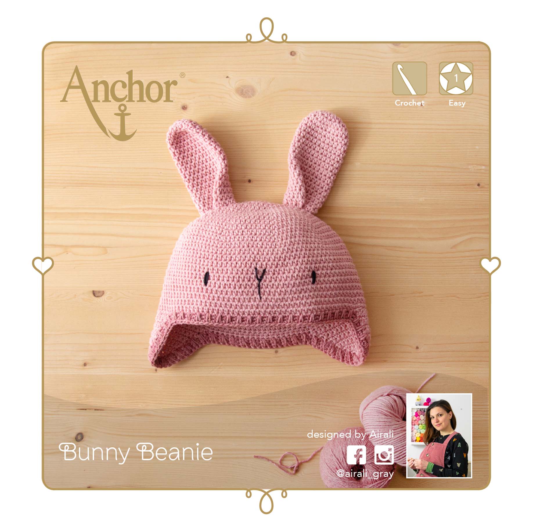 Crochet Kit: Beanie Hat: Fox / Bunny / Polar Bear by Anchor