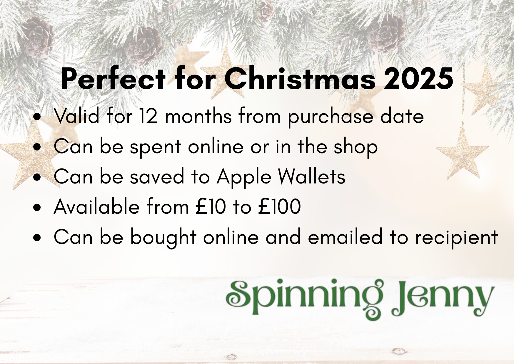The Great Spinning Jenny Christmas Gift Certificate 2025