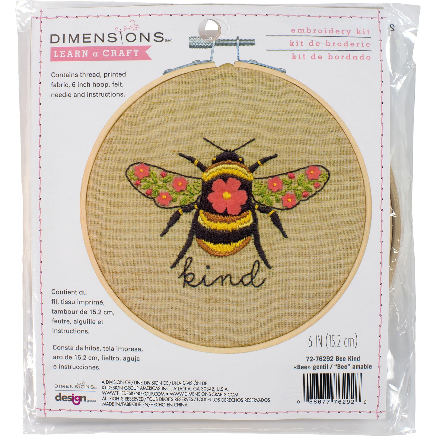 Dimension Learn a Craft Embroidery Kit - "Bee Kind"