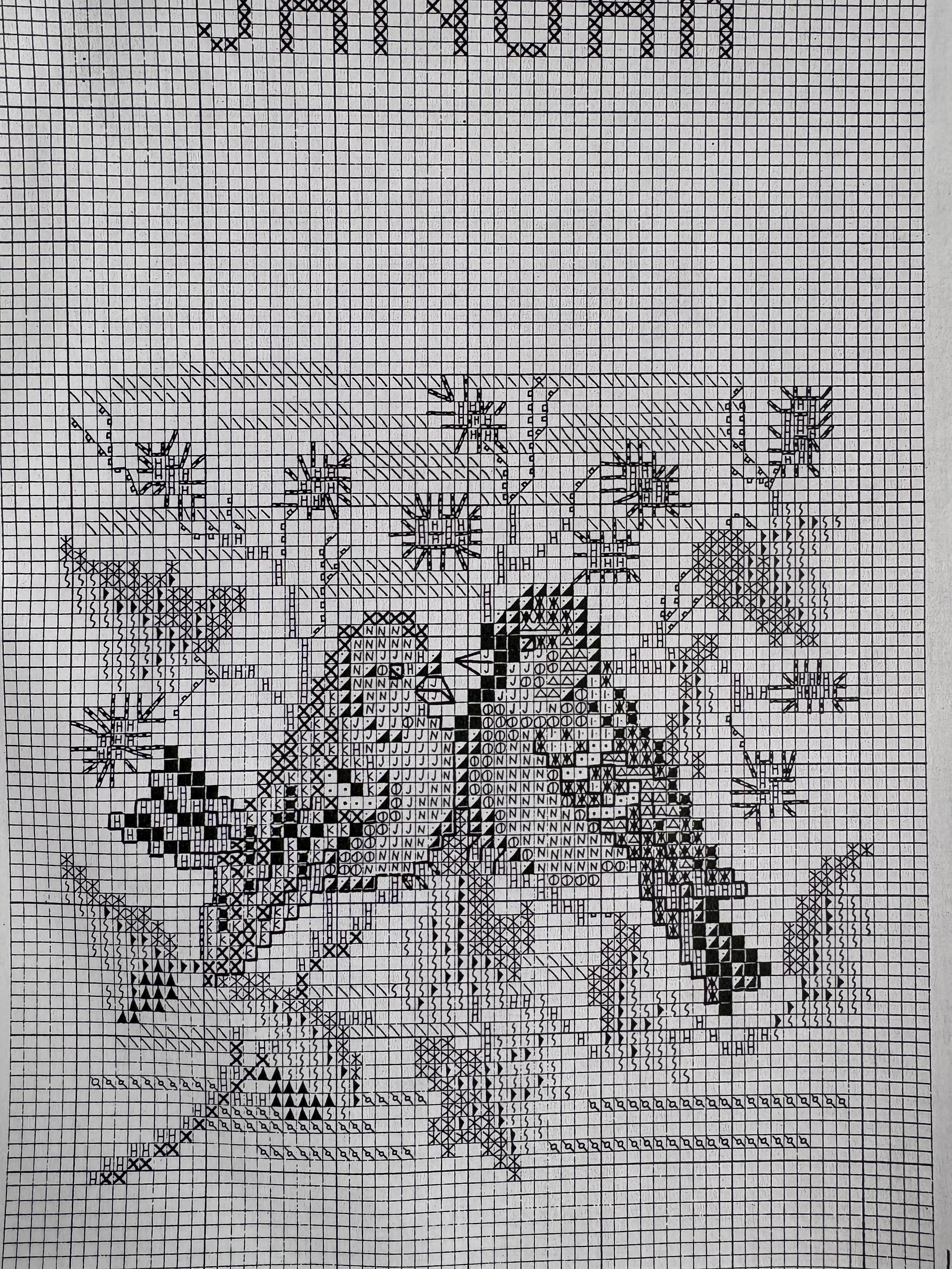 Calendar Wall Hanging - Cross Stitch (Klokkestreng)