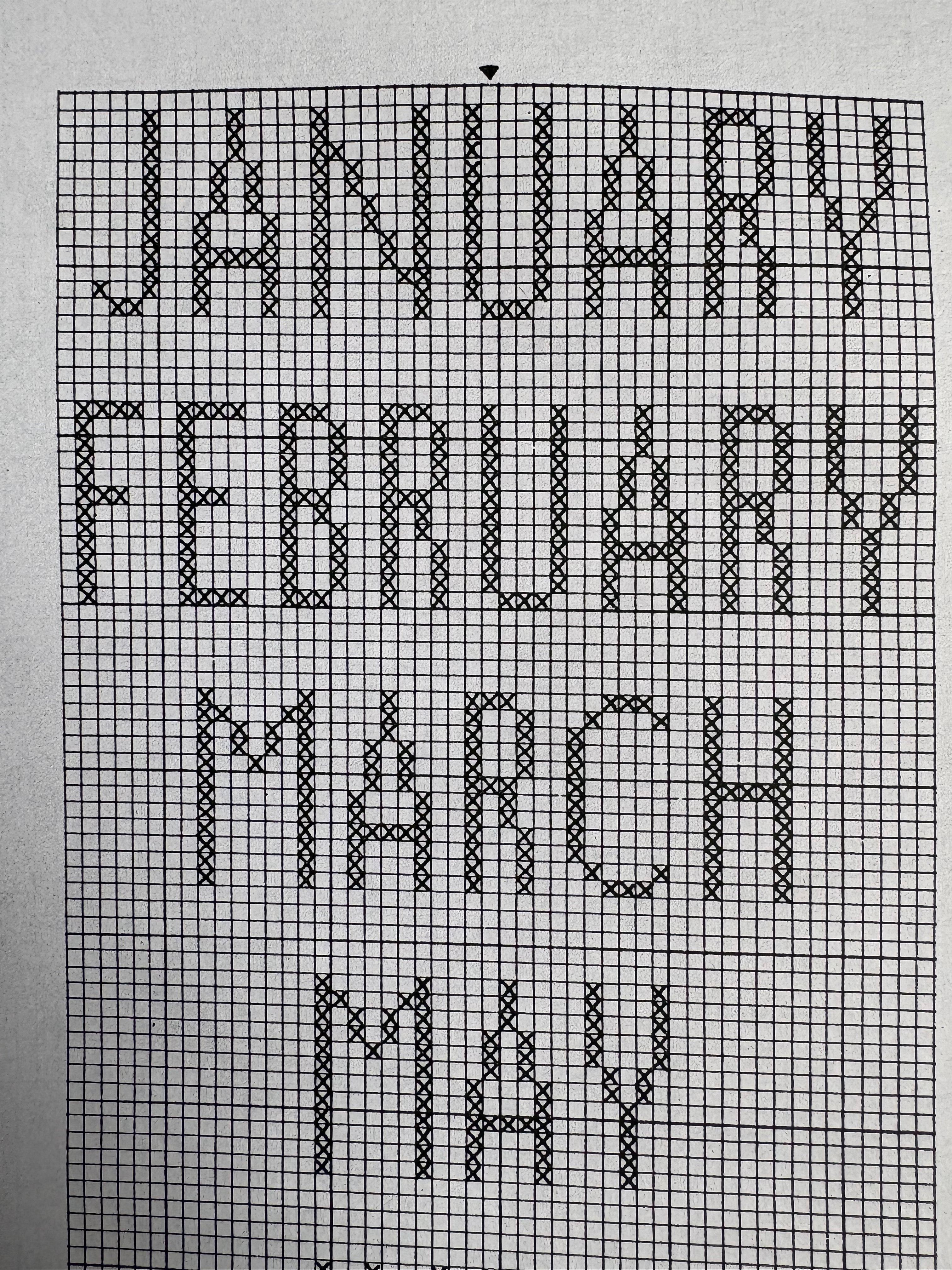 Calendar Wall Hanging - Cross Stitch (Klokkestreng)