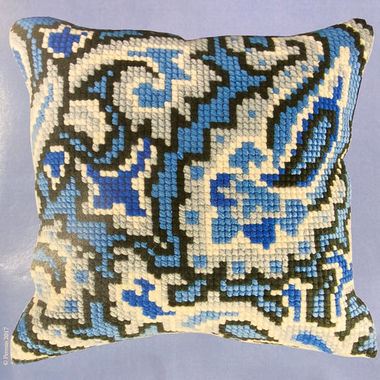 Blue Flowers II - Chunky Tapestry Cushion front from Permin