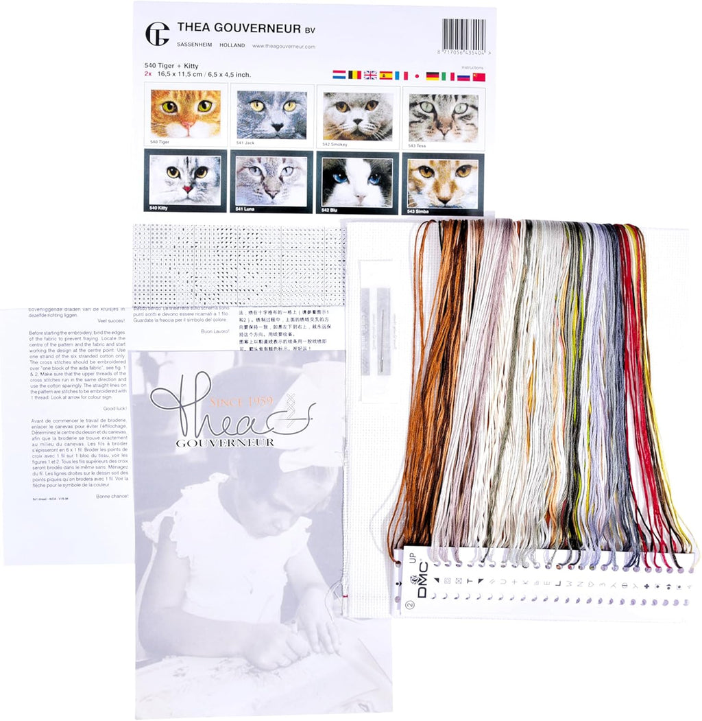 Cats Cross Stitch kits (2 cats per kit): Thea Gouveneur