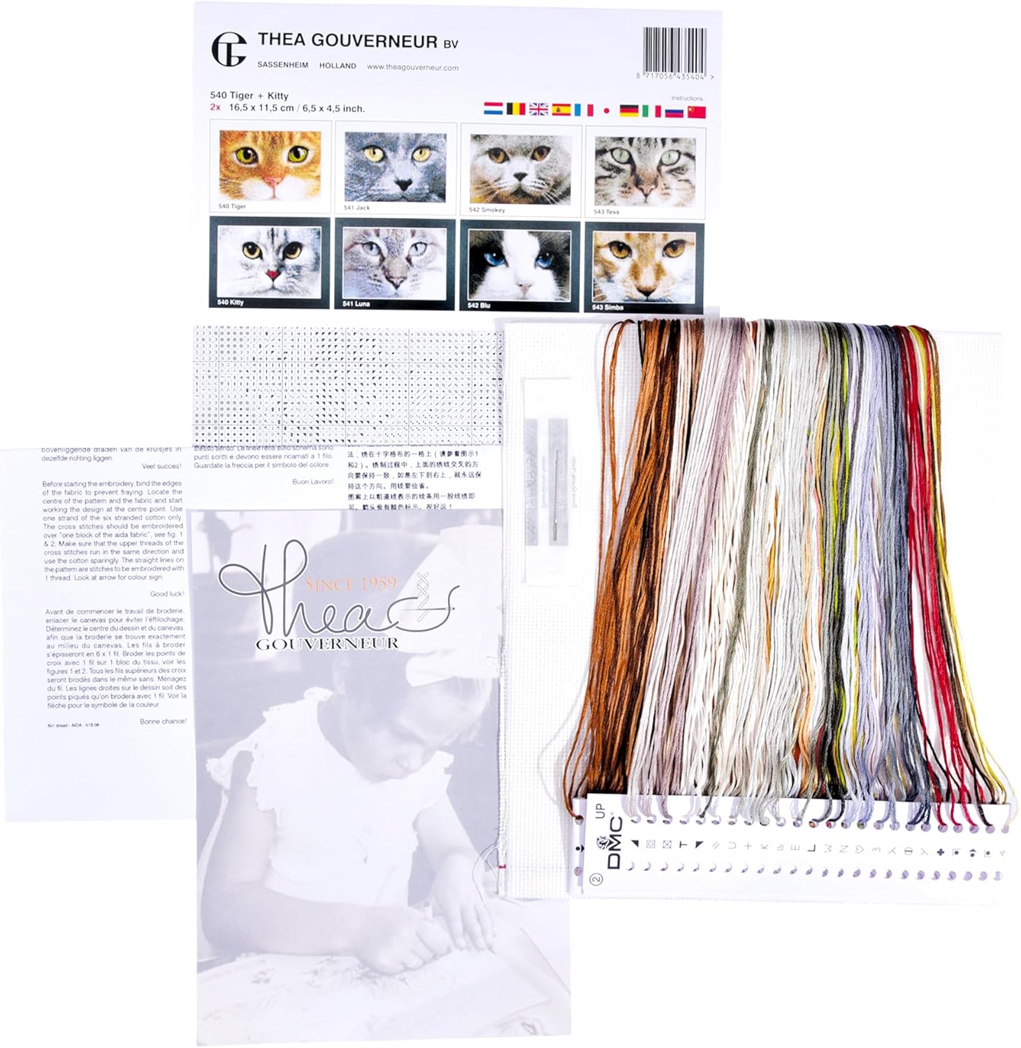 Cats Cross Stitch kits (2 cats per kit): Thea Gouveneur