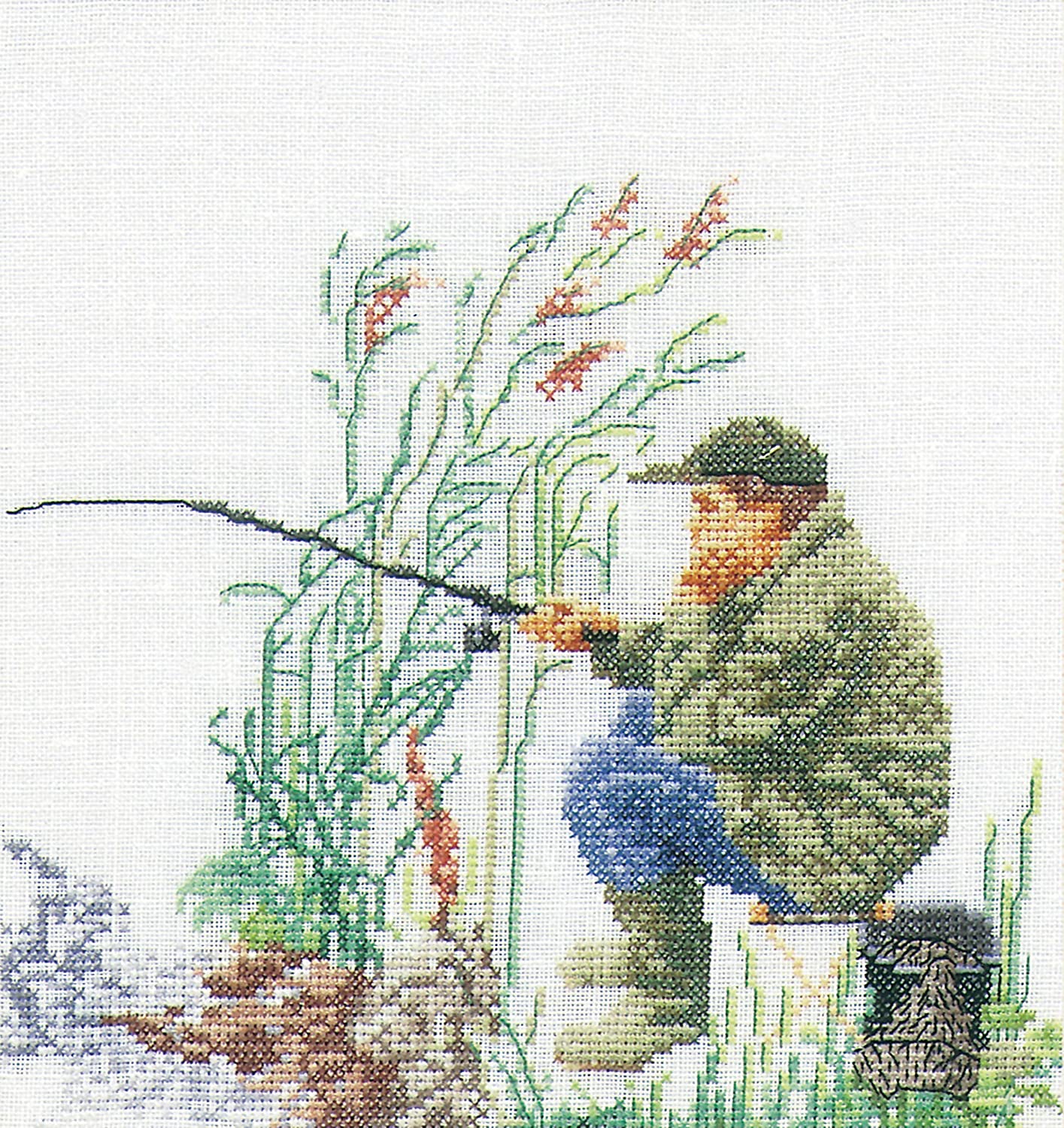 Thea Gouverneur Cross Stitch Kit - Vissen / Fishing 3034. Counted cross stitch kit from the fabulous Thea Gouverneur in The Netherlands. This kit is available on either Aida or linen.