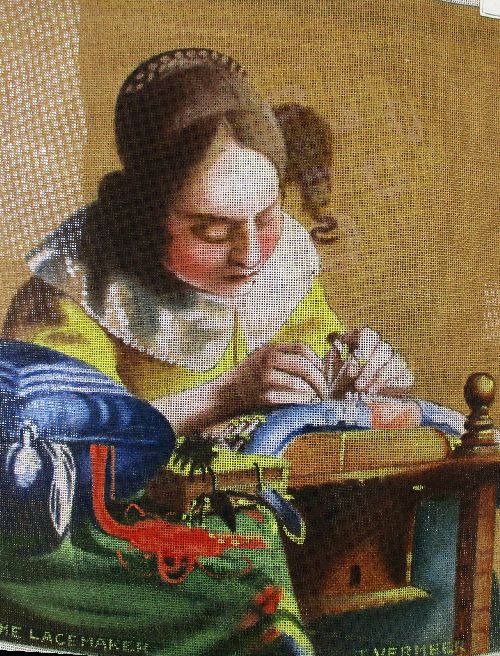 Canvas - Handpainted - 'The Lacemaker' by Vermeer