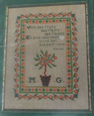 Cousines & Cie Beaded Sampler - Voici des Fruits, linen