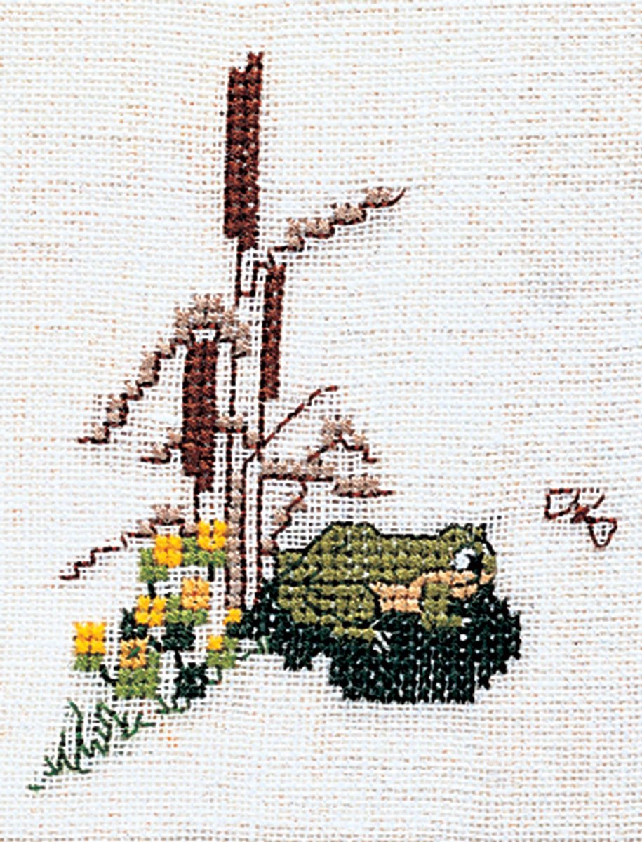 Thea Gouverneur Cross Stitch Kit (Linen) - Kikker / Frog 1037. Counted cross stitch kit from the fabulous Thea Gouverneur in Holland. This kit is on Aida with cotton stranded threads. 