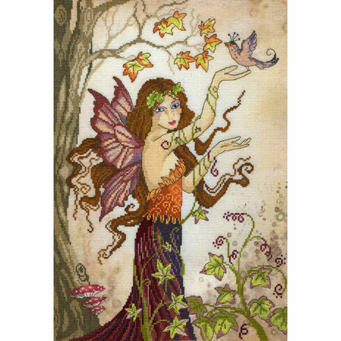 Bothy Threads row of gnomes cross stitch with stranded cotton on aida with velcro, flower sequins and Lana thread. uses French knots