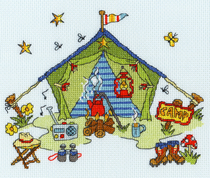 Bothy Threads sew dinky tent cross stitch with stranded cotton on aida