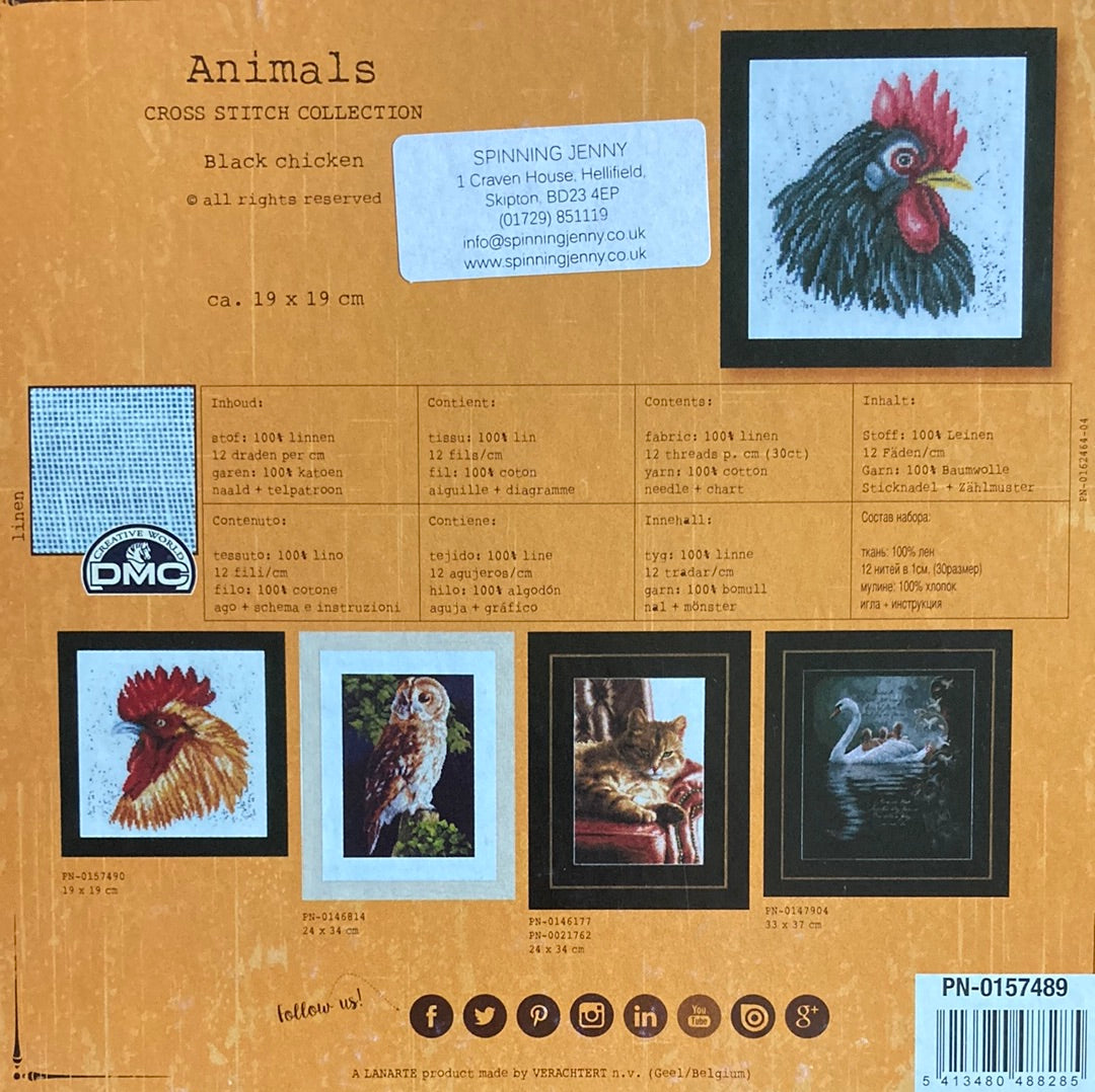 Lanarte Animals Cross Stitch Collection  - Black Chicken