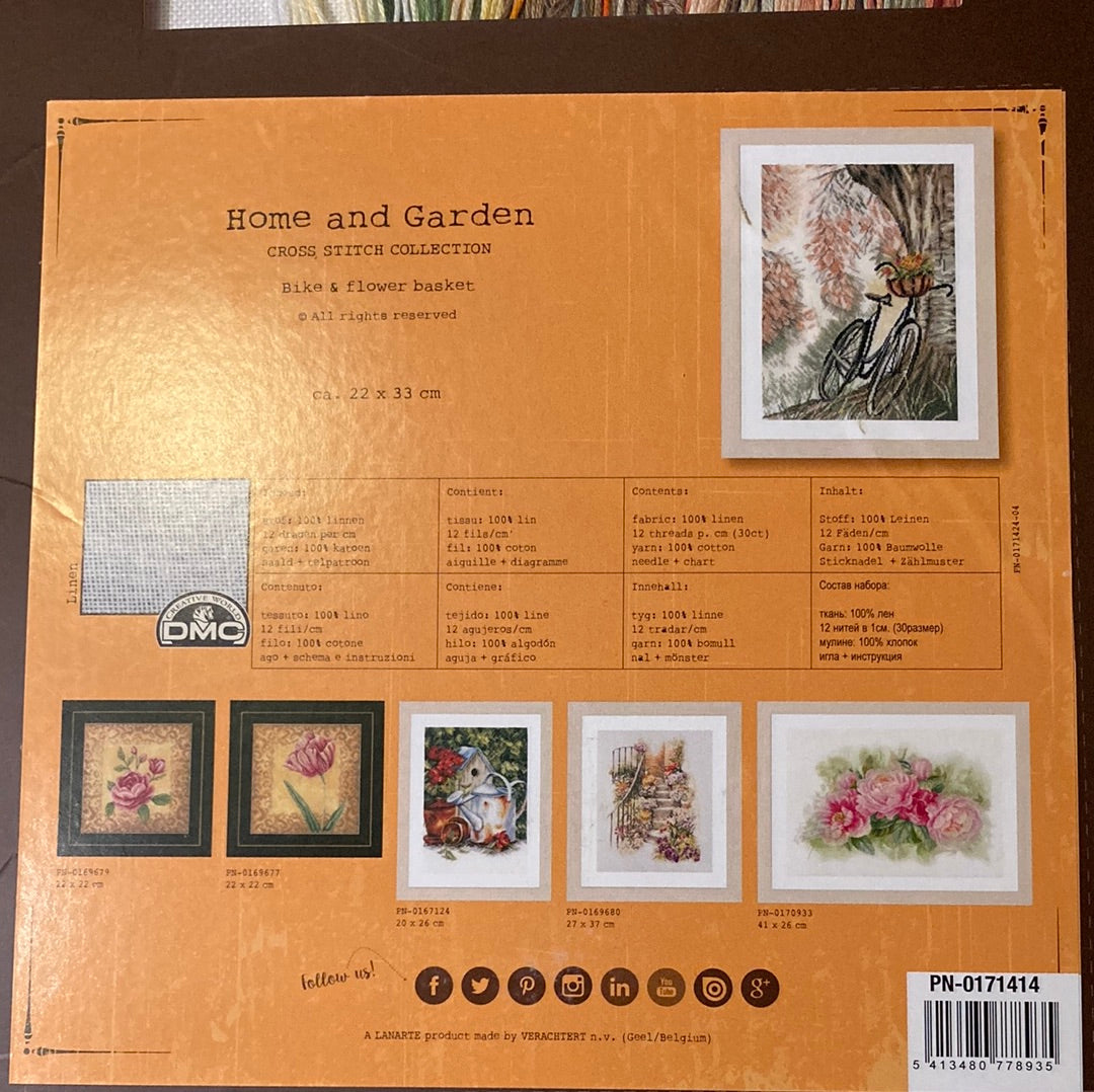 Lanarte Home and Garden Cross Stitch Collection  - Bike & Flower Basket
