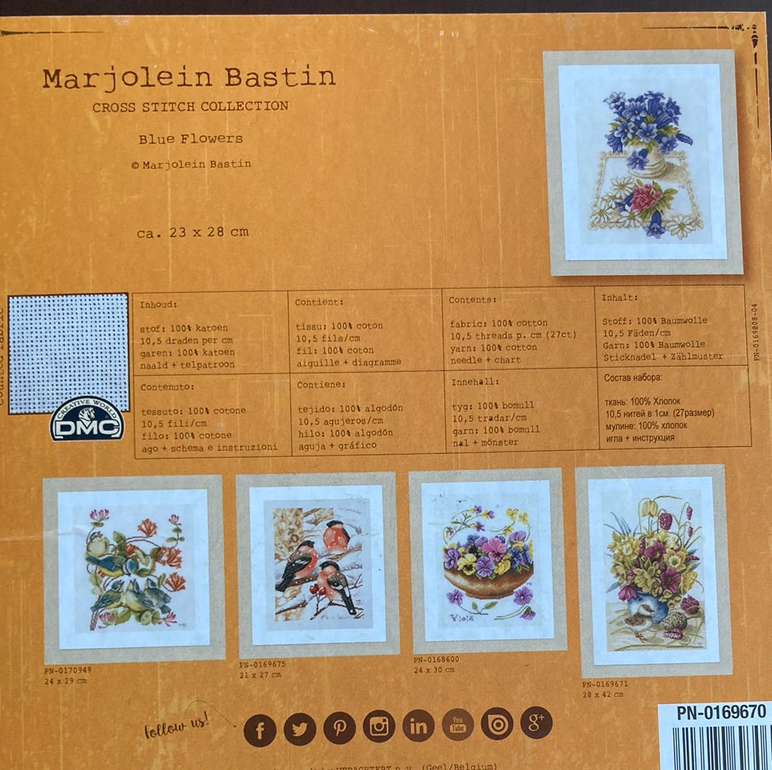 Lanarte (Marjolein Bastin) Cross Stitch Collection  - Blue Flowers