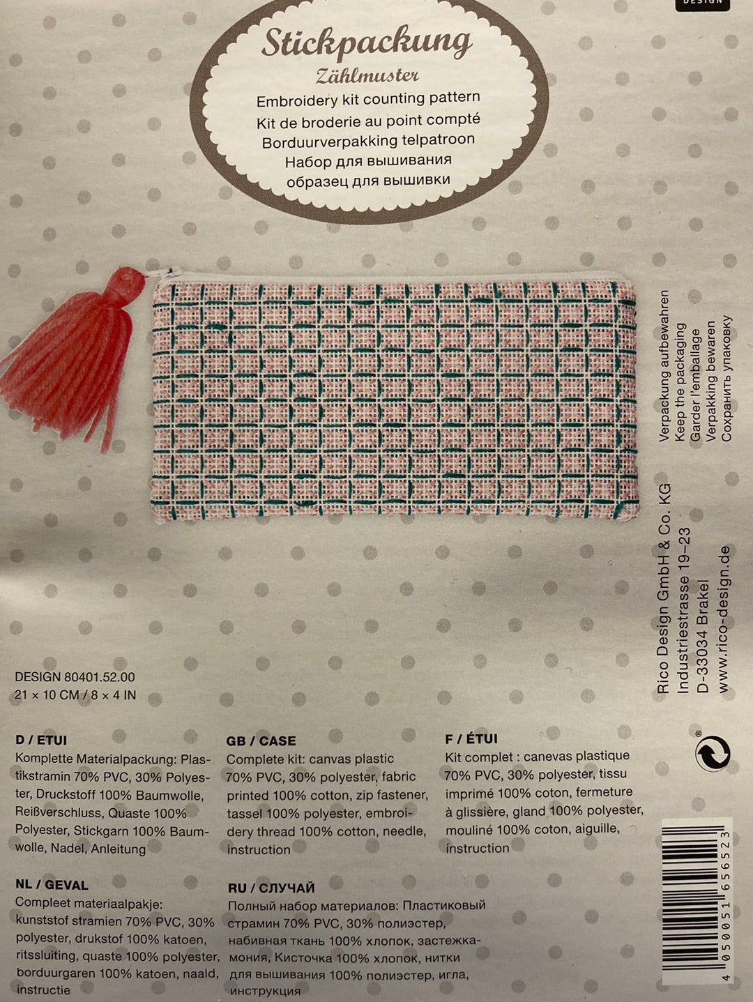 Cross stitch purse / pencil case kit - “Happy”