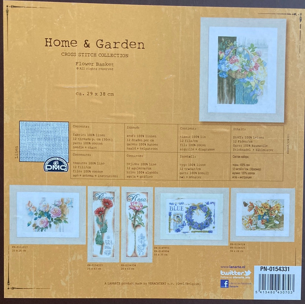 Lanarte Home and Garden Cross Stitch Collection  - Flower Basket