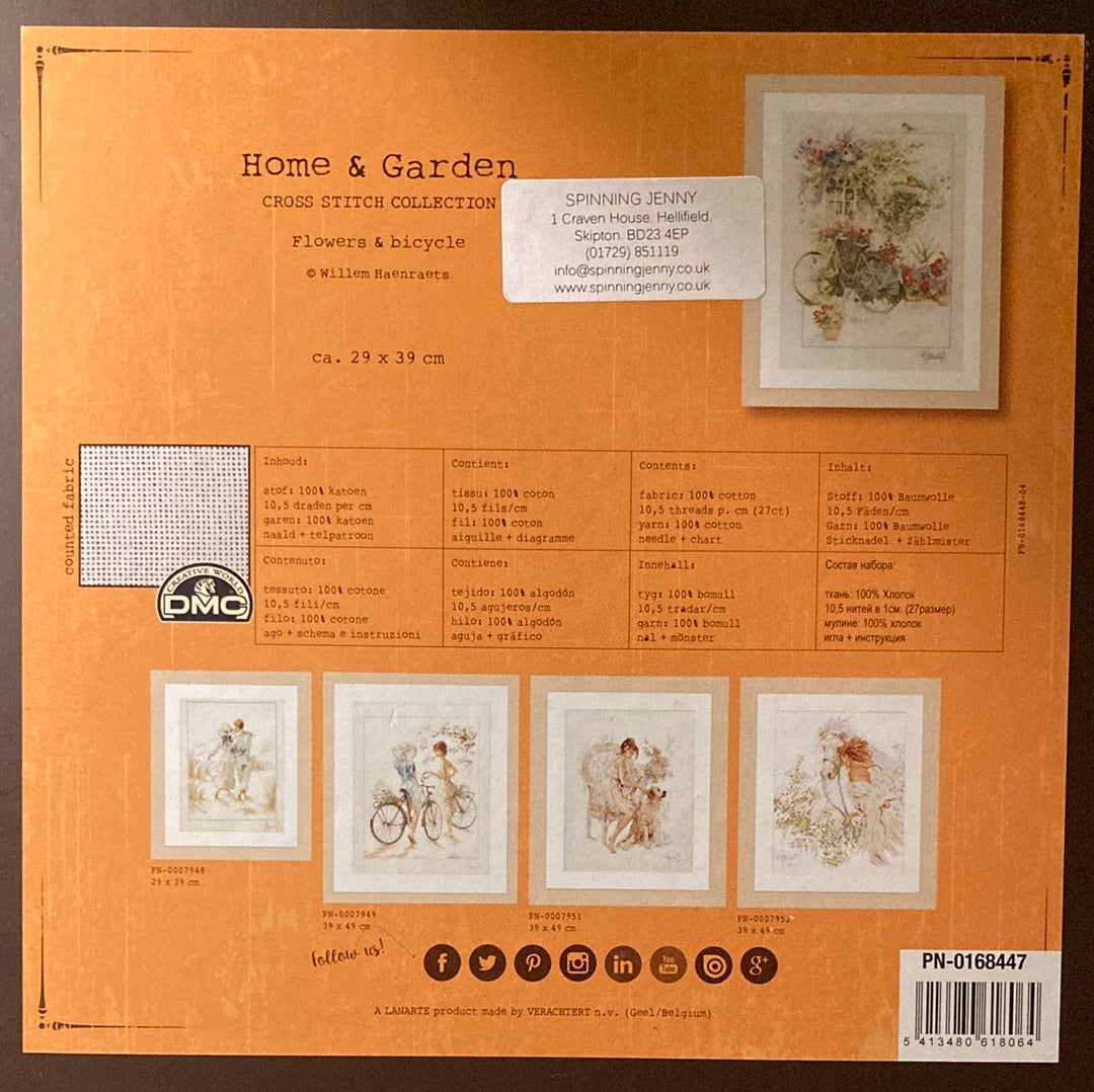 Lanarte Home and Garden Cross Stitch Collection  - Flowers & Bicycle