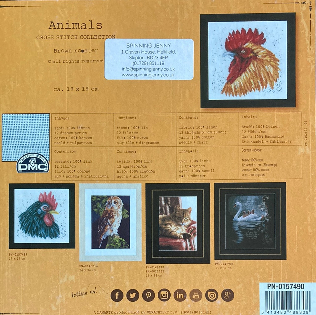 Lanarte Animals Cross Stitch Collection  - Brown Rooster