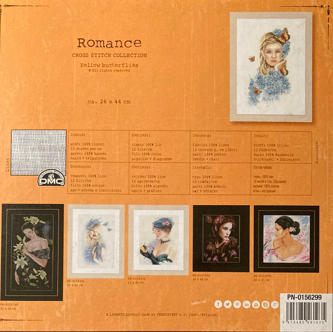 Lanarte Romance Cross Stitch Collection  - Yellow Butterflies