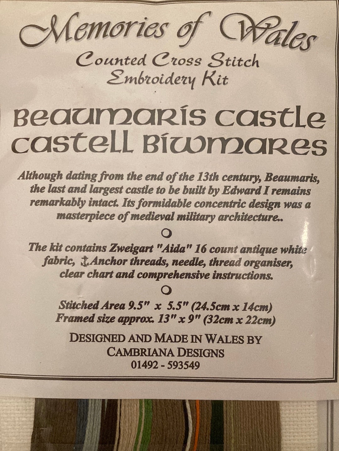 Memories of Wales Quality needlecraft Kit - Beaumaris Castle