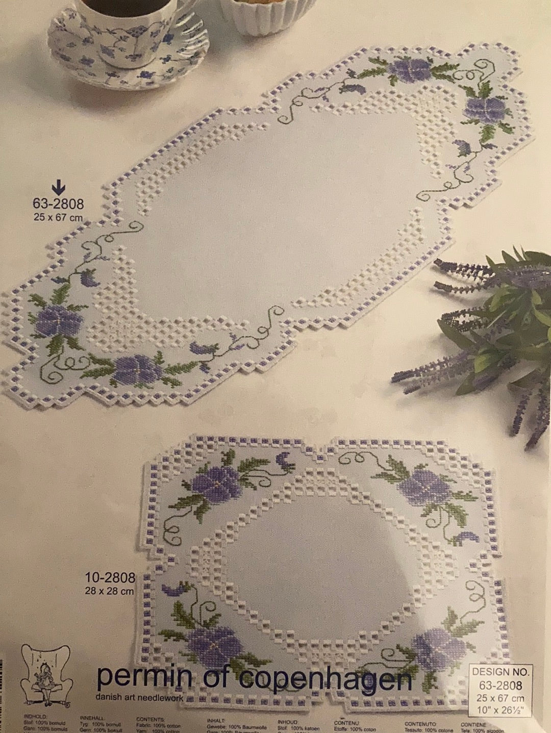 Grey Hardanger with flowers - Scandinavian art needlework