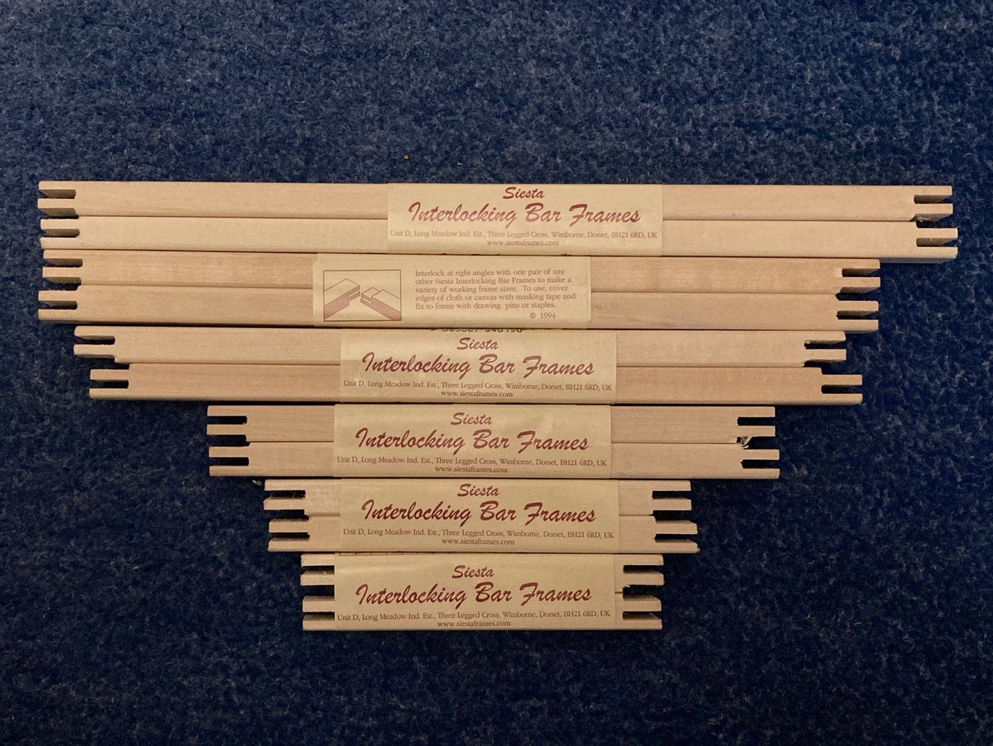 'Siesta' Interlocking Bar Frames for canvas and fabric. Spinning Jenny