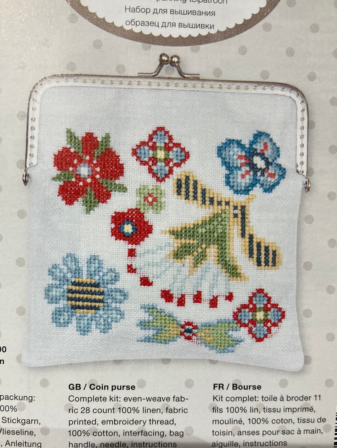 Cross stitch coin purse with clasp kit