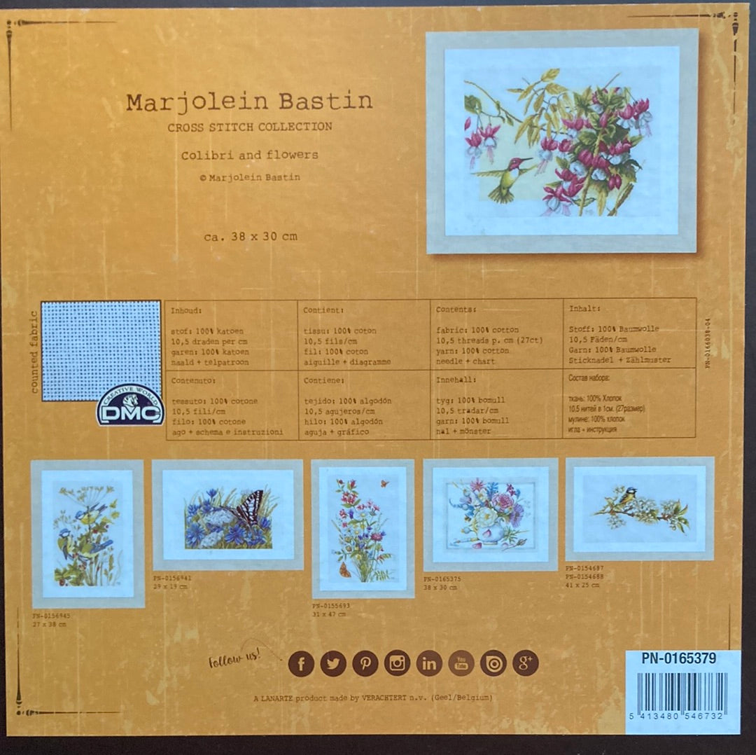 Lanarte (Marjolein Bastin) Cross Stitch Collection  - Colibri and Flowers (Hummingbird & Fuchsia)