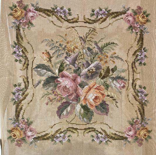 Floral Spray Panel (Roses, Campanula) - Tramme tapestry canvas by Beverley