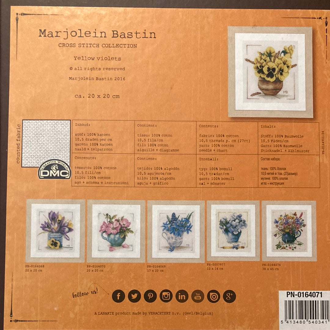 Lanarte (Marjolein Bastin) Cross Stitch Collection  - Yellow Violets