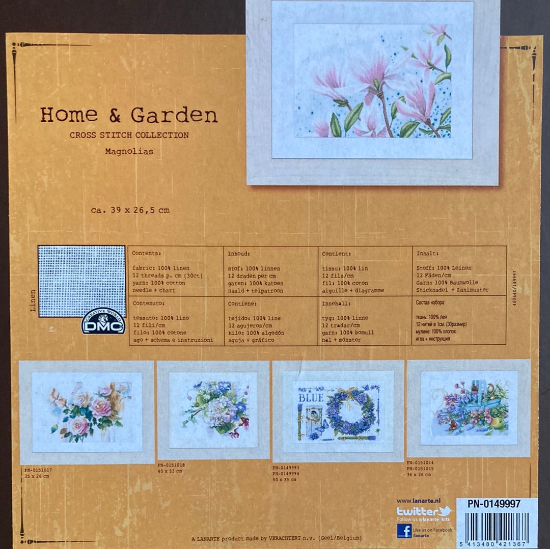 Lanarte Home and Garden Cross Stitch Collection  - Magnolias