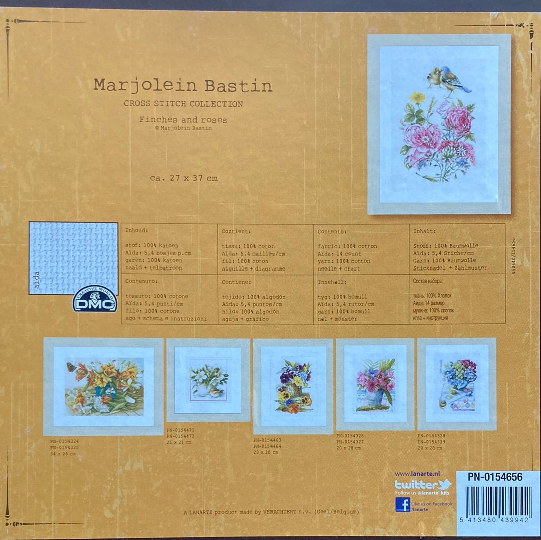 Lanarte (Marjolein Bastin) Cross Stitch Collection  - Finches and Roses