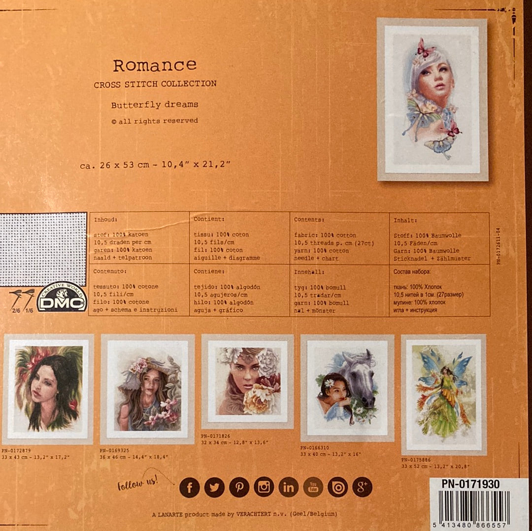 Lanarte Romance Cross Stitch Collection  - Butterfly Dreams