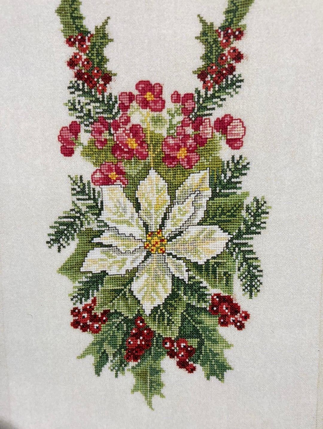 Christmas Bell-Pull - Holly & White Poinsettia