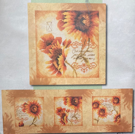 Lanarte Flowers & Gardens Cross Stitch Collection  - Sunflower Triptich