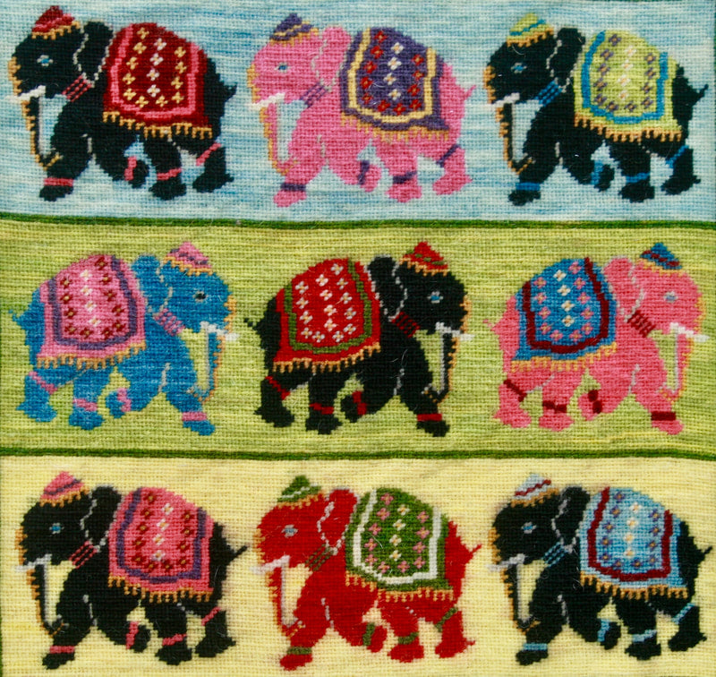 Elephant Troupe Tapestry Cushion Kit - Fox Tapestry Designs (Wales)
