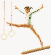 Thea Gouverneur Cross Stitch Kit - Gymnastics / Turnen 3038. Counted cross stitch kit from the fabulous Thea Gouverneur in The Netherlands. This kit is available on either Aida or linen.